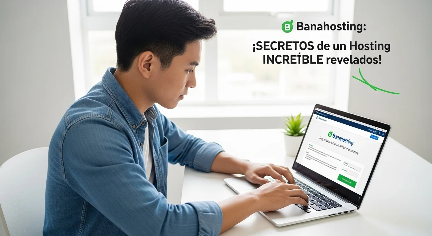 Una persona registrando un banahosting dominio en un ordenador, simbolizando el inicio de un proyecto online.