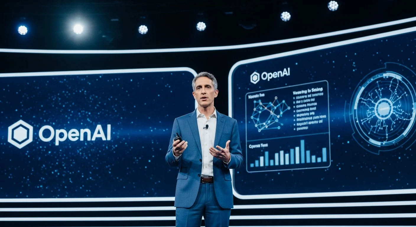 Fotograf铆a de Sam Altman, CEO de la empresa OpenAI, en una conferencia hablando sobre el futuro de la inteligencia artificial openai y la misi贸n de la compa帽铆a.