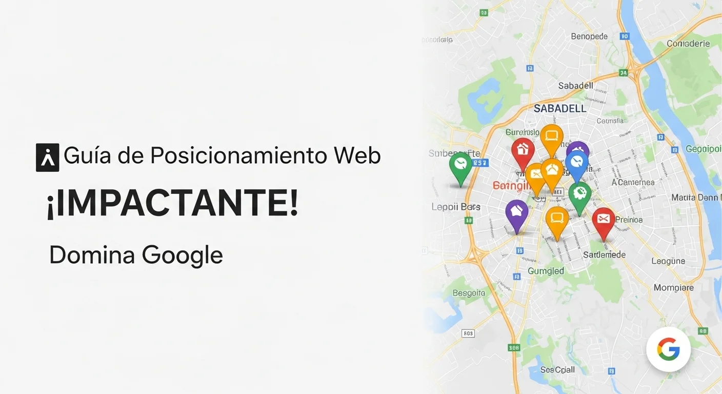 Mapa de Sabadell con marcadores de Google Maps indicando la importancia del SEO local para el posicionamiento web en Sabadell.