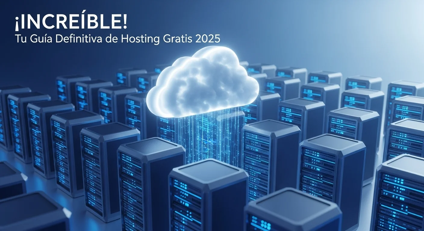 Ilustración de múltiples servidores en la nube representando el concepto de hosting gratis y web hosting gratis.