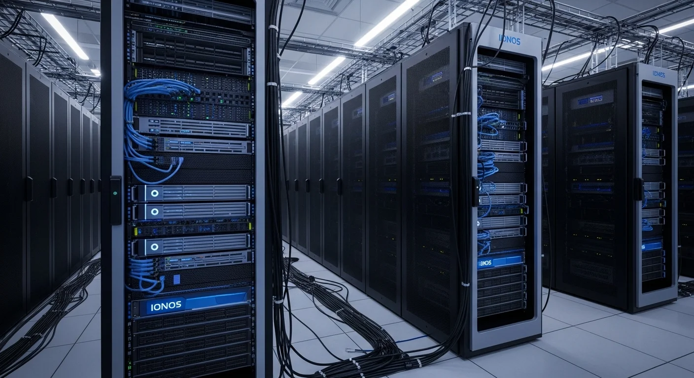 Infraestructura de servidores de un centro de datos que representa el servicio de Ionos VPS.