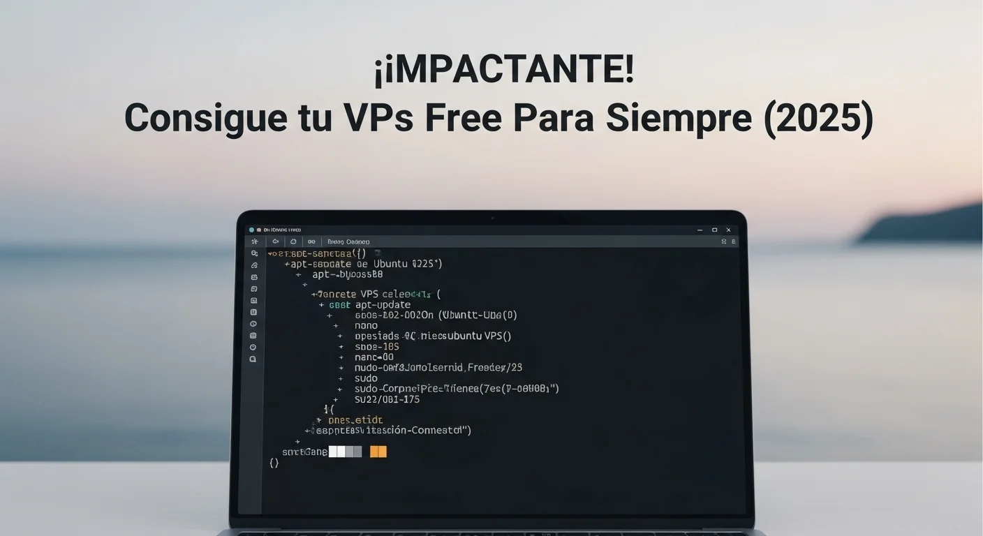 Una ventana de terminal con líneas de código, representando la configuración de un vps ubuntu free mediante la interfaz de comandos.