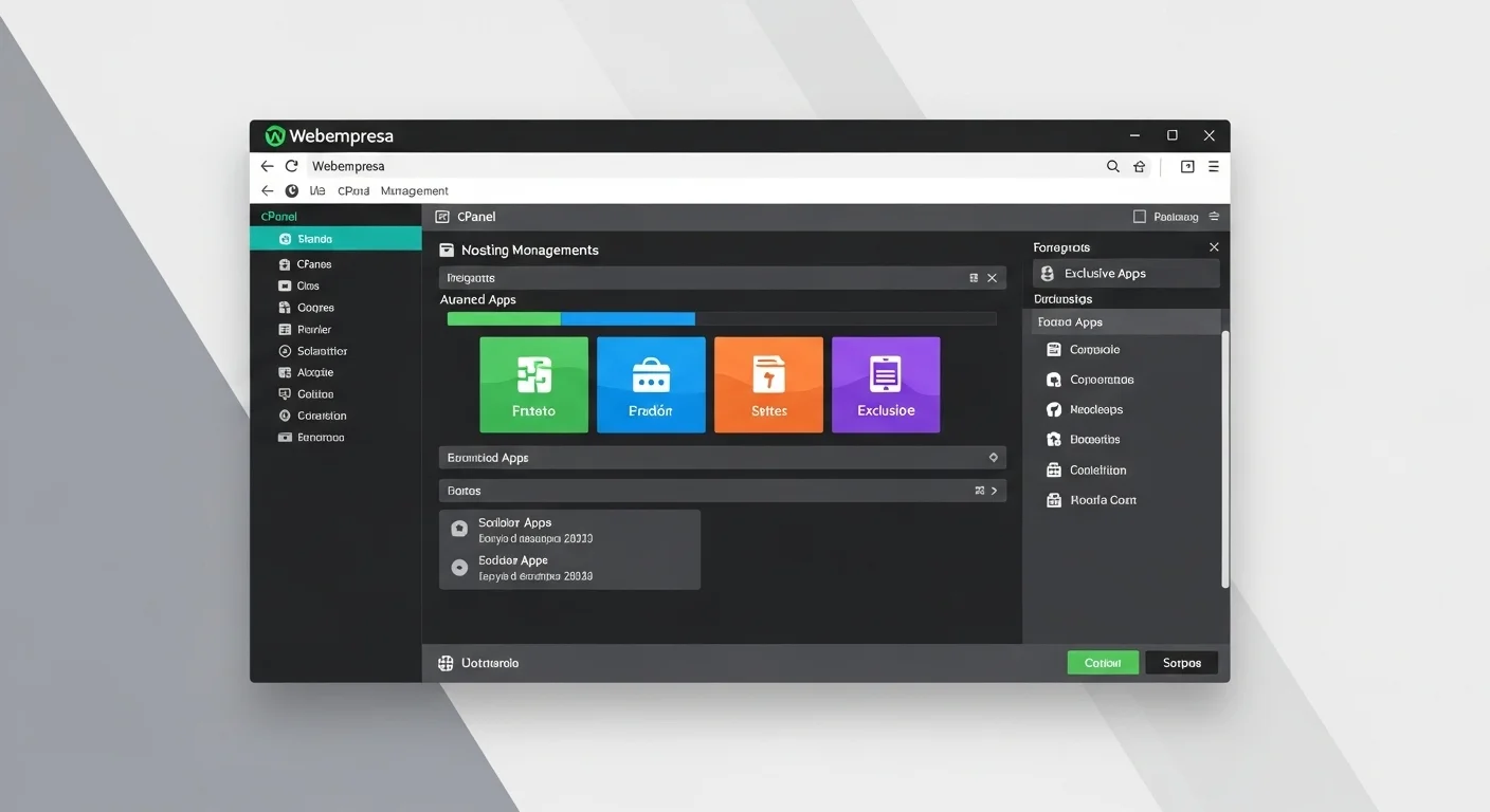 Panel de control cPanel de Webempresa mostrando las herramientas de gestión de hosting y las aplicaciones exclusivas.
