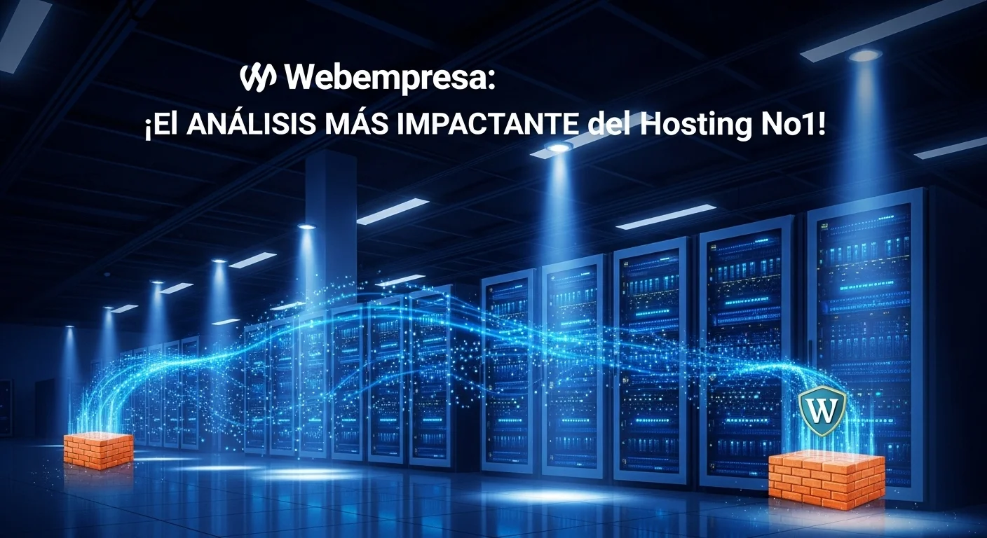 Ilustración de servidores de alto rendimiento de Webempresa optimizados específicamente para hosting WordPress, destacando velocidad y seguridad.