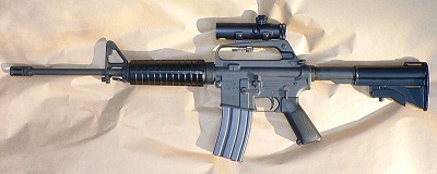 An AR15 with a rifle scope