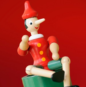 Pinocchio on red background