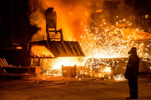 Steelworker near a blast furnace resize