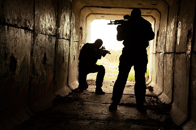 Tunnel with 2 armed men