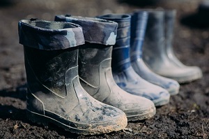 Dirty rubber boots