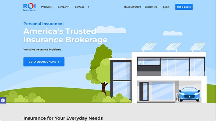 Screenshot of insurance agency website created by GravityCerts