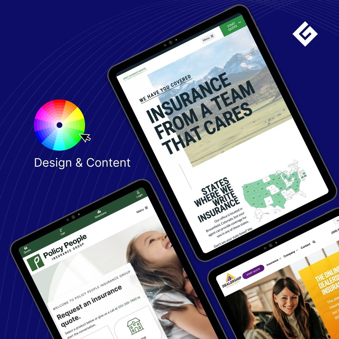 Best insurance agency website designs by GravityCerts Done for you website design and content for insurance agencies