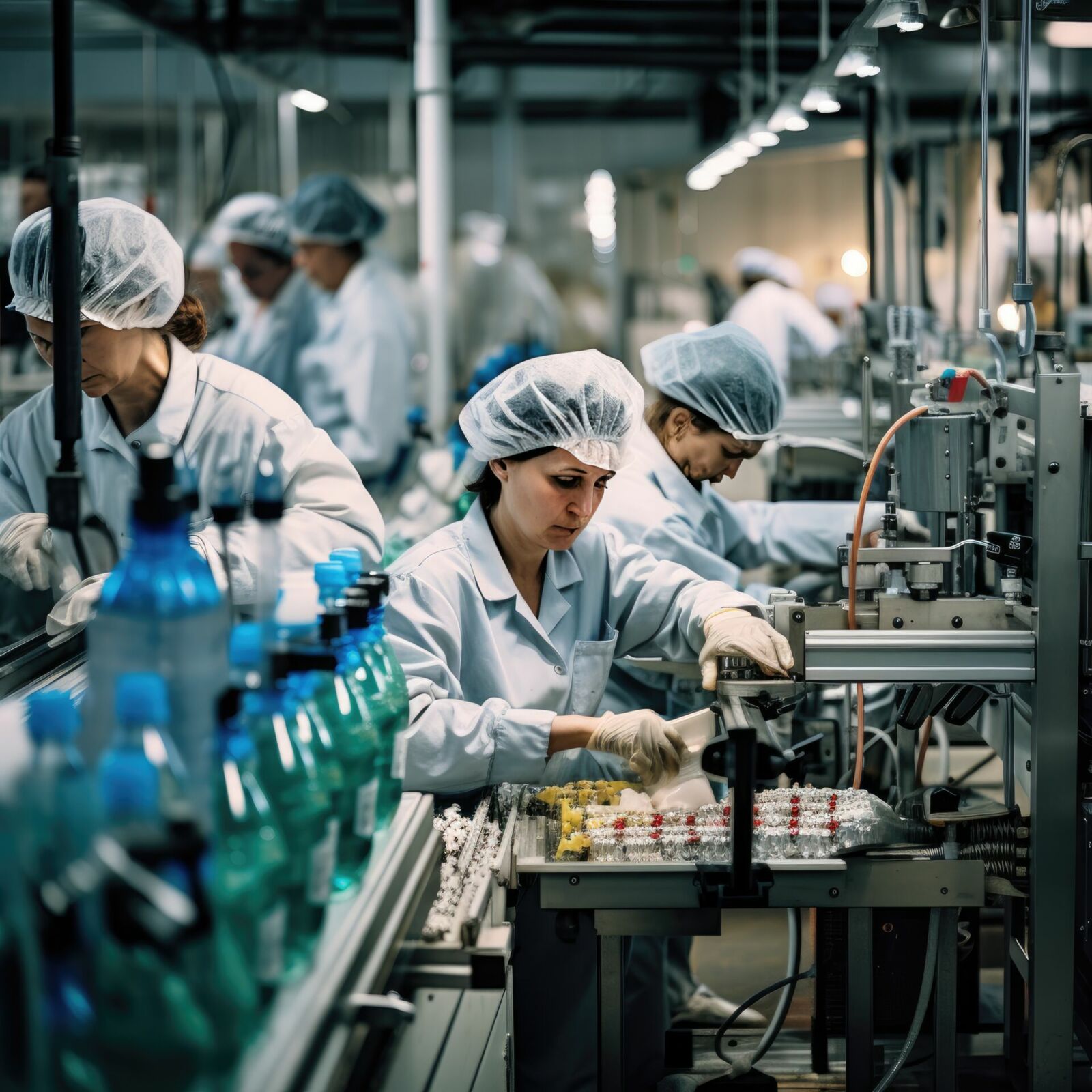 Process of beverage manufacturing on a conveyor belt at a factory. 360 Risk Partners