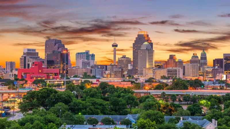 San Antonio Skyline During Sunset Fort Worth, Texas
