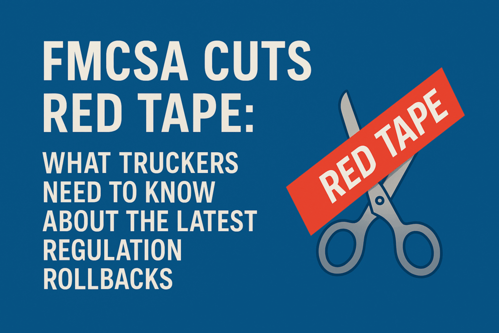 a picture describing fmcsa cutting red tape with a pair of scissors