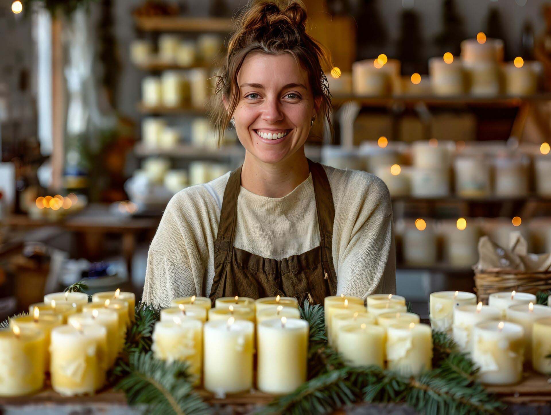 A candle maker crafting holiday scents Insurance for Candle Makers