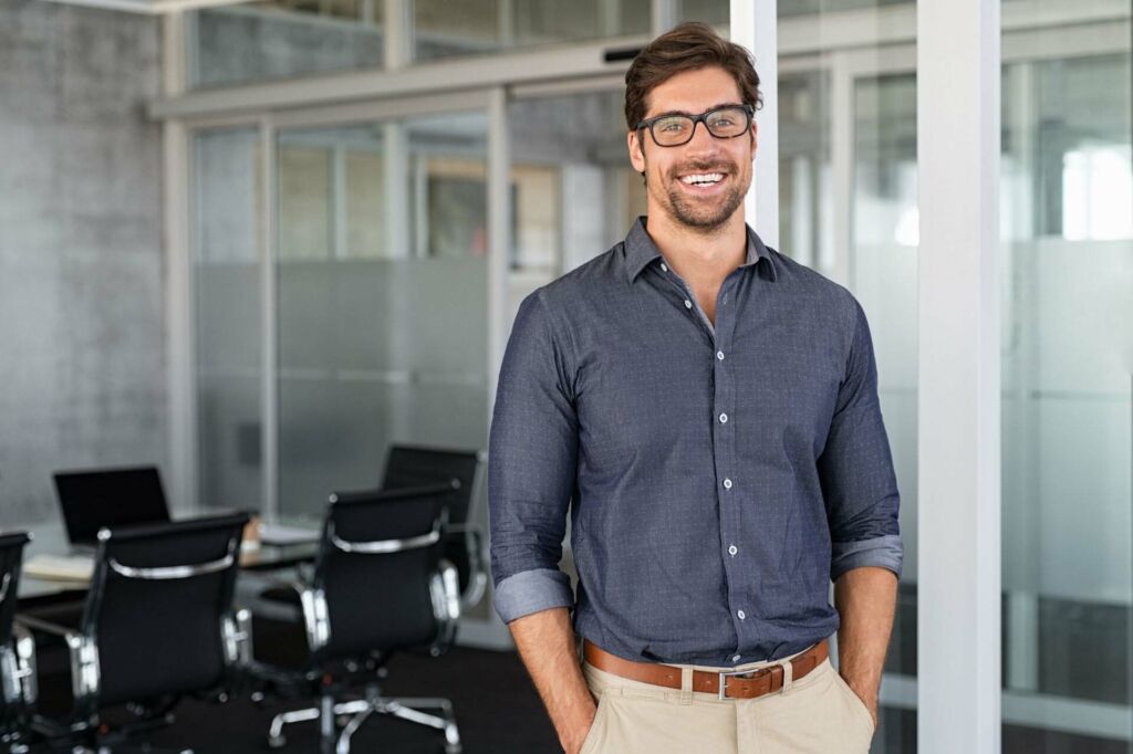 Success businessman smiling in office Florida