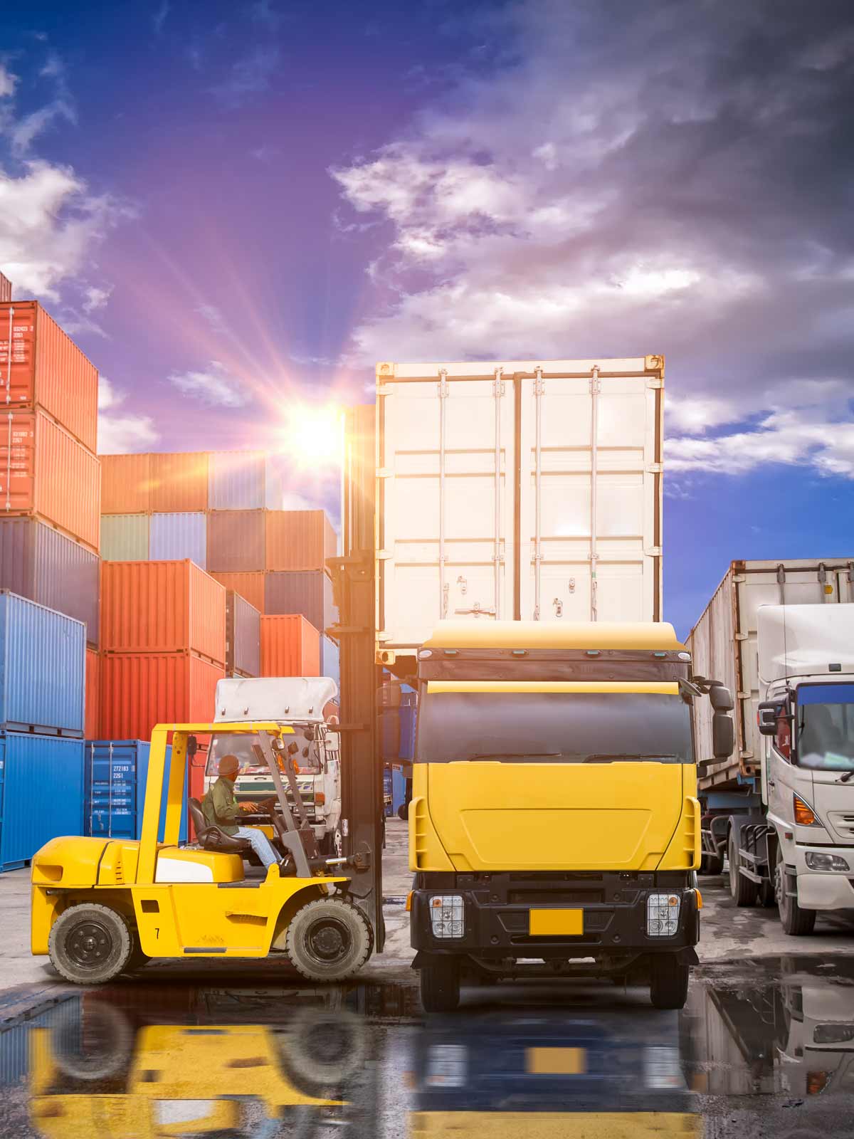 Shipping yard loading containers with inland marine insurance Inland Marine Insurance