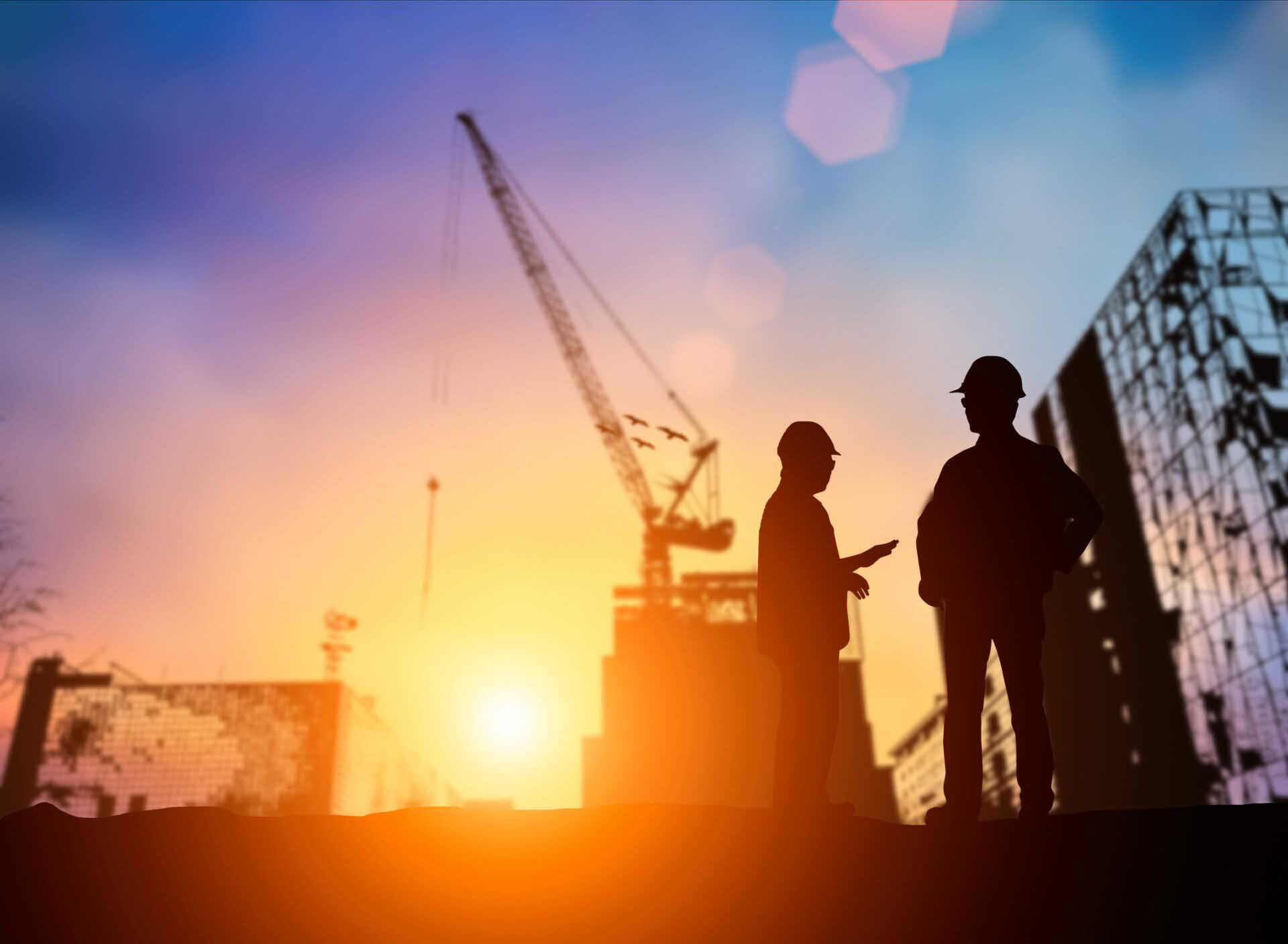 silhouette The young engineer working construction standards in Commercial Package Policy