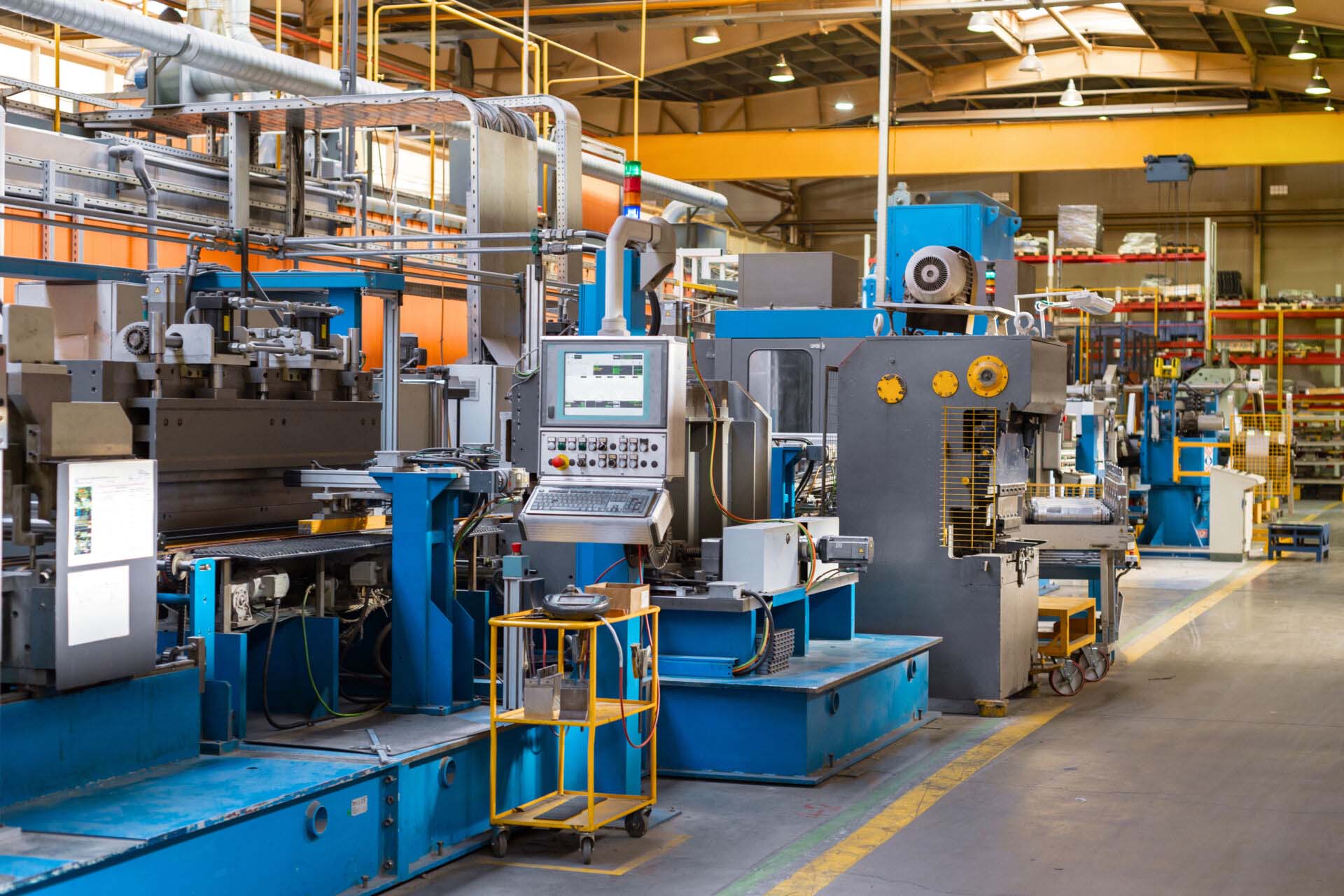 The interior of the metalworking shop. Modern industrial enterprise. Manufacturing