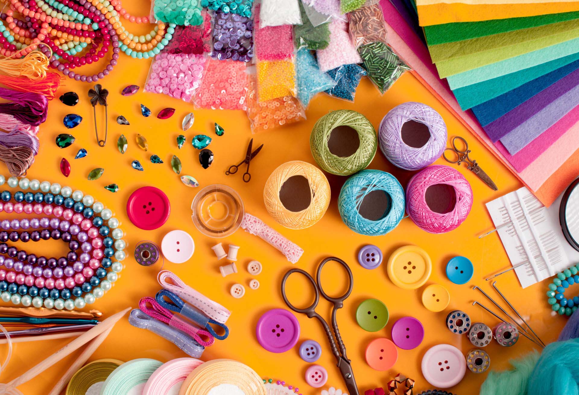 Diy craft supplies top view, frame for design Insurance for Art, Craft, and Hobby Supply Stores