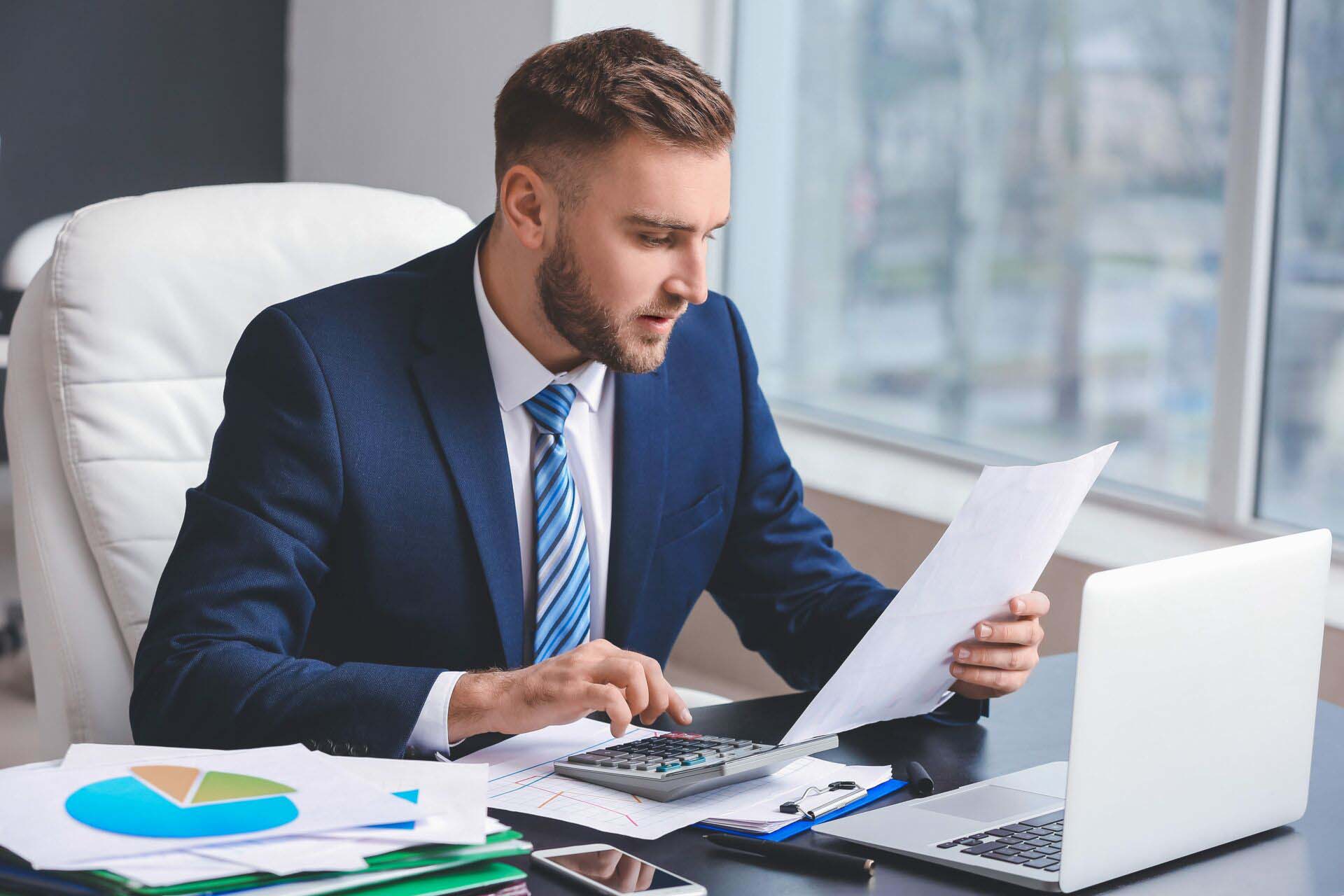 Male accountant working in office Finance and Accounting