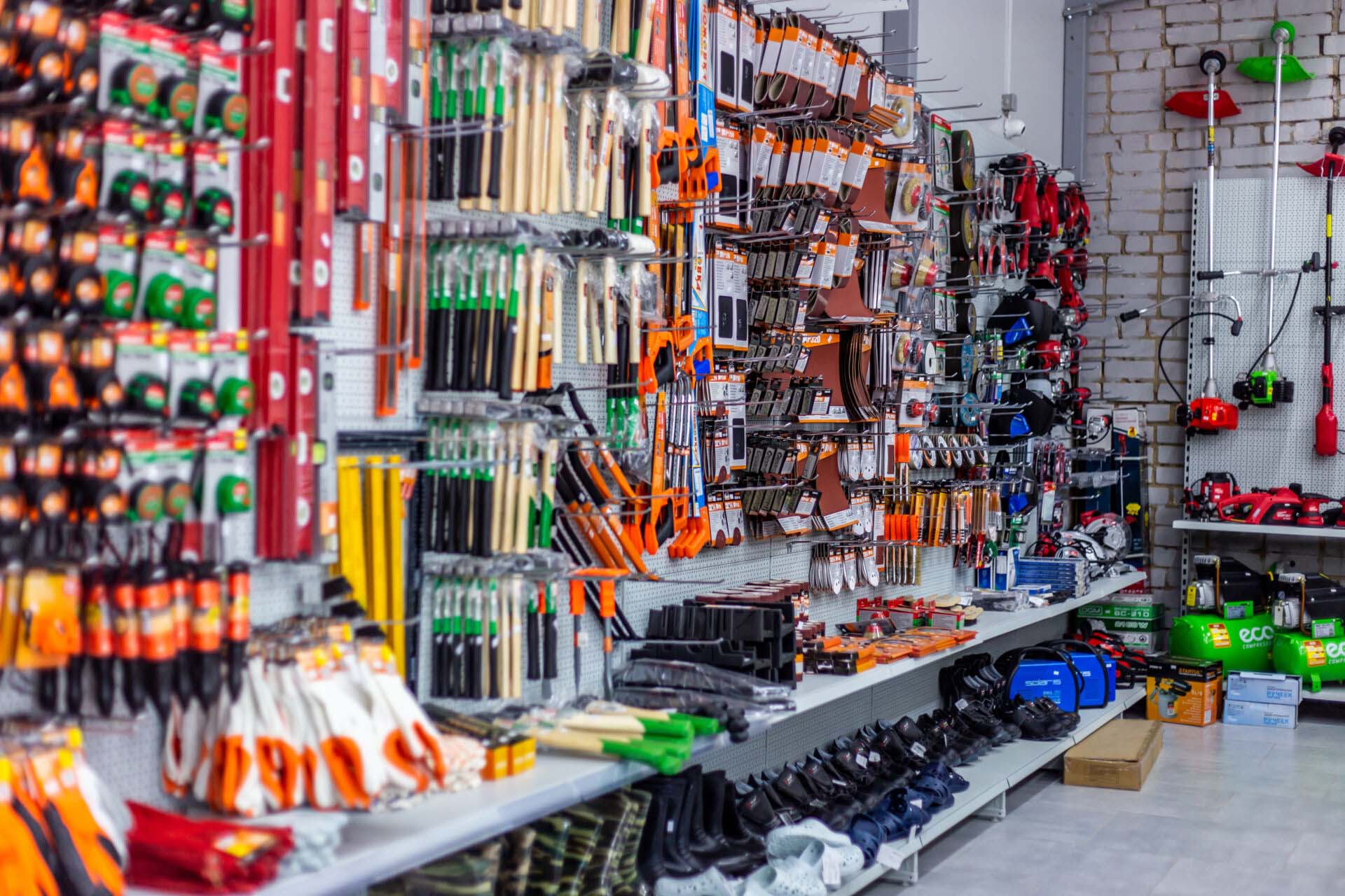 in a large hardware store, a tool department for carpentry and c Insurance for Hardware Stores