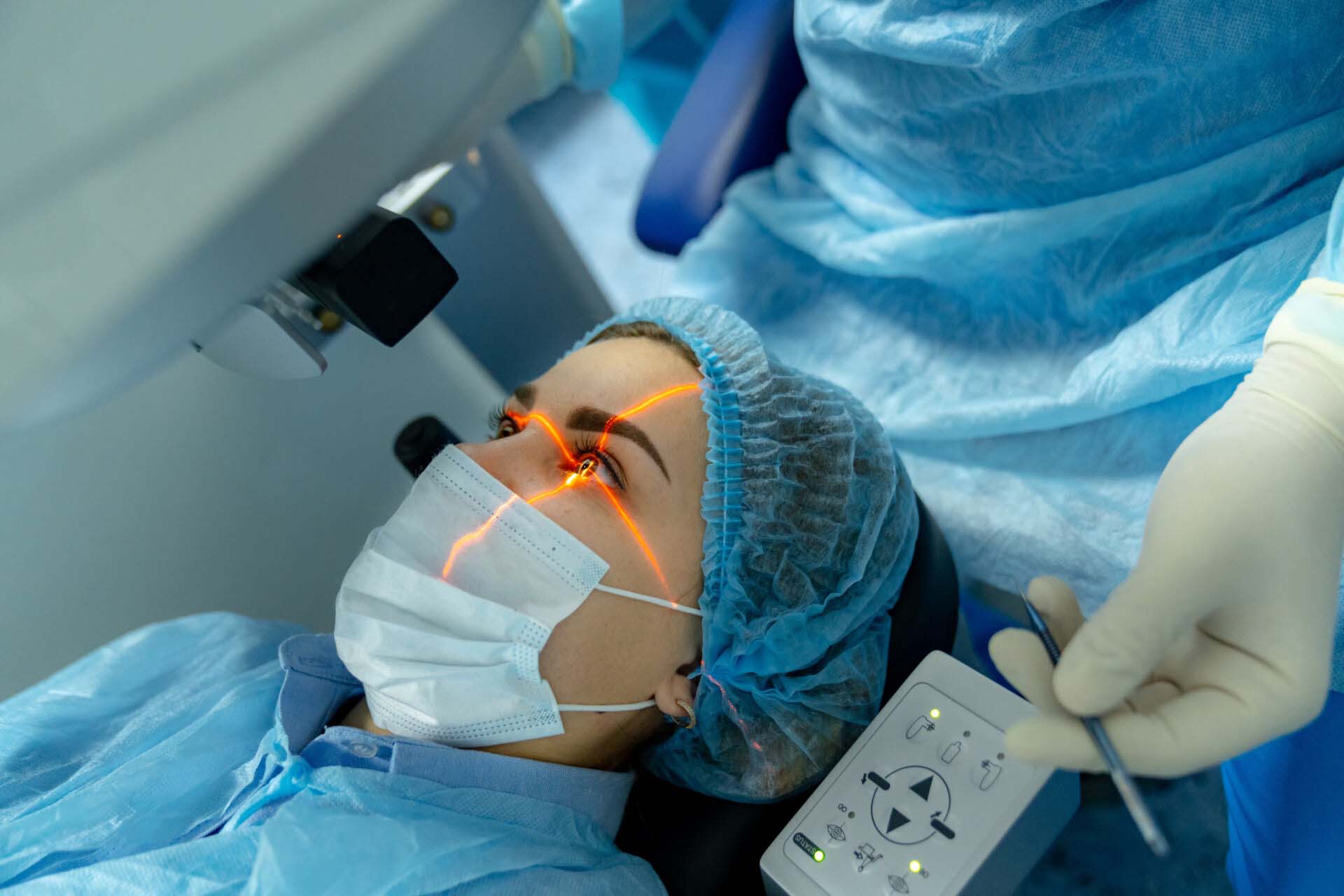 Medicine eye laser correction. Laser vision correction. Cropped view. Stock photo Insurance for Laser Eye Centers