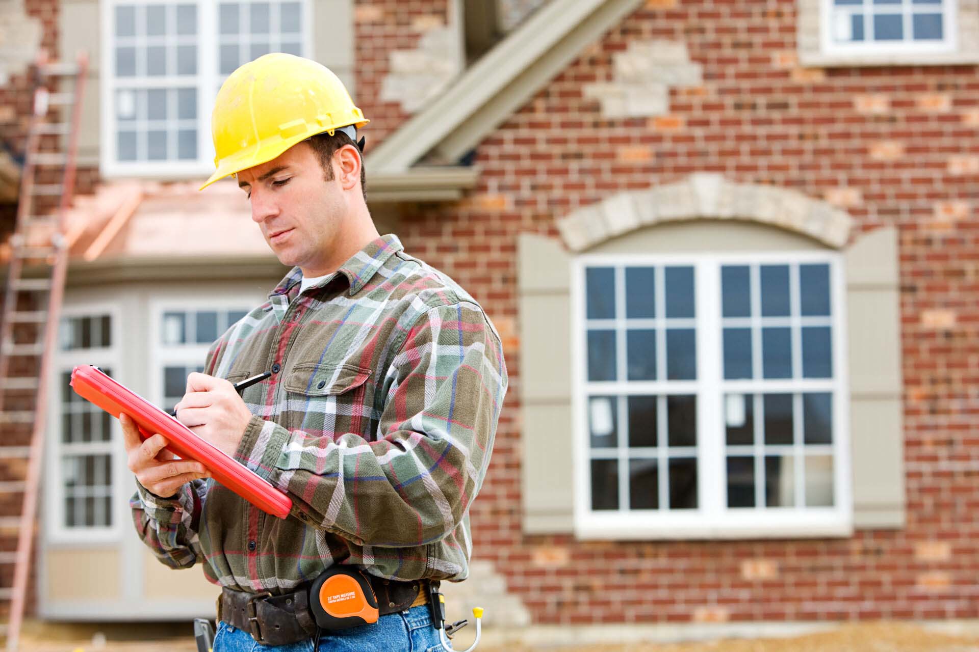 Construction: Home Inspector Checking House Insurance for Home Inspectors