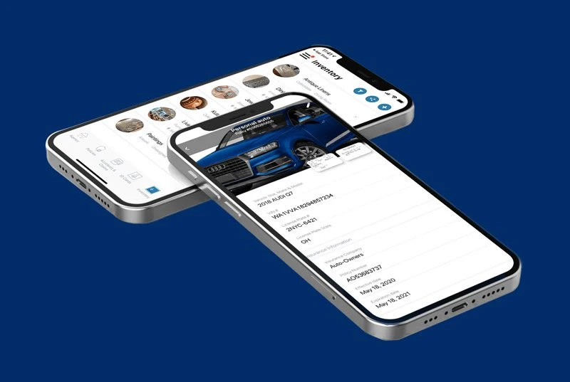 2 iphones showing Insurance Agent App in action from Allied Insurance Group