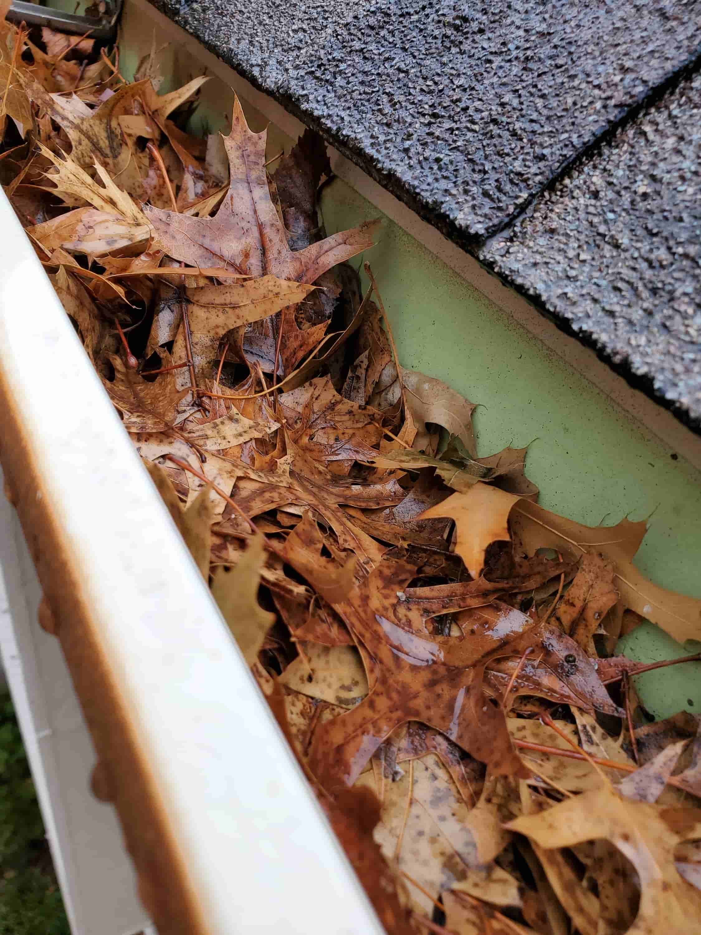 cleaning a gutter