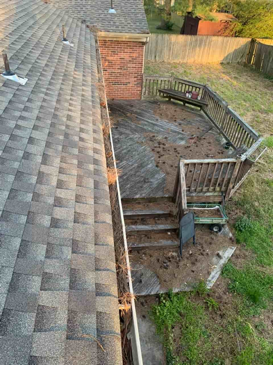 cleaning a gutter