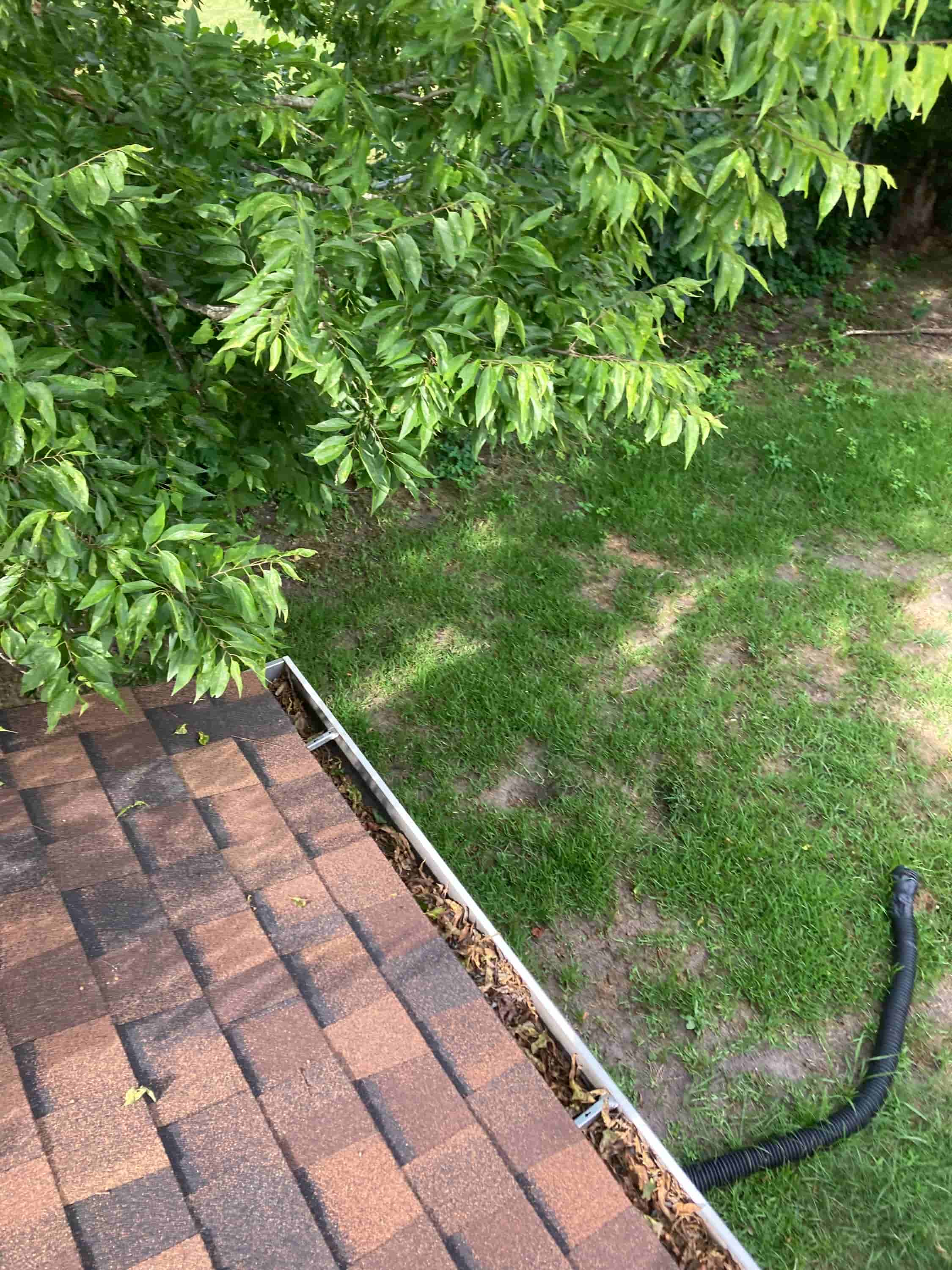 gutter cleaning with leaf blower