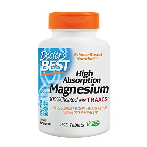 Doctors Best Suplemento de Glicinato Lisinato de Magnesio de Alta Absorción - 100% Quelado para Máxima Absorción - Magnesio para el Sueño y Relajación Muscular - 200 Mg por Porción - 240 Tabletas