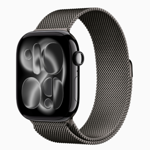 Apple Watch Series 11 GPS 46mm Jet Black Aluminum Case with Slate Milanese Loop ML