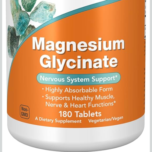 NOW Foods Suplementos, Glicinato de magnesio 100 mg, forma altamente absorbible, 180 tabletas 