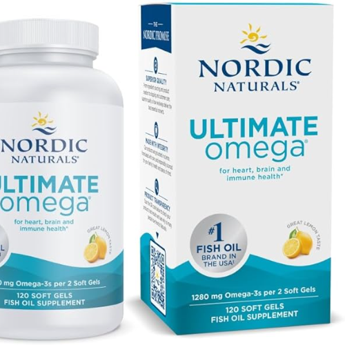 Nordic Naturals Ultimate Omega, Lemon Flavor - 120 Soft Gels - 1280 mg Omega-3 - High-Potency Fish Oil Supplement with EPA & DHA - Promotes Brain & Heart Health - Non-GMO - 60 Servings