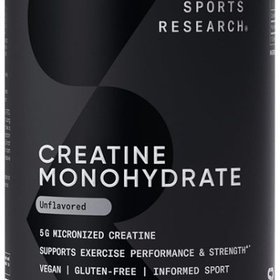 Sports Research Creatine Monohydrate - Gain Lean Muscle, Improve Performance and Strength and Support Workout Recovery - 5 g Micronized Creatine - 35.27 oz