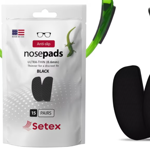Almohadillas nasales nosepads marca SETEX de grosor 0.6 mm y color negro, 1 paquete(15 pares)