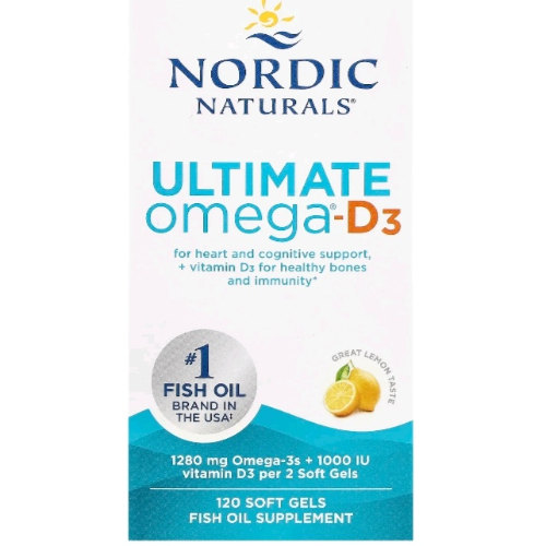 ULTIMATE OMEGA 3 D, NORDIC NATURALS, 120 cápsulas 