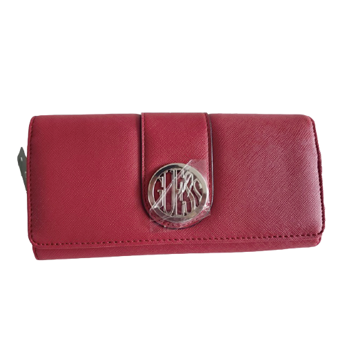 Billetera Guess Rojo Vino 3 cuerpos