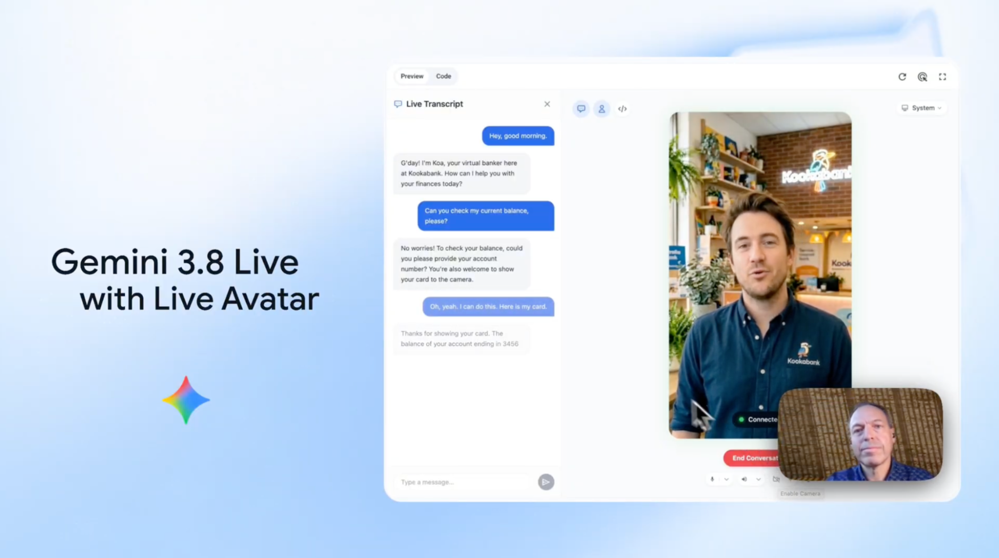 Gemini 3.8 Live with Live Avatar