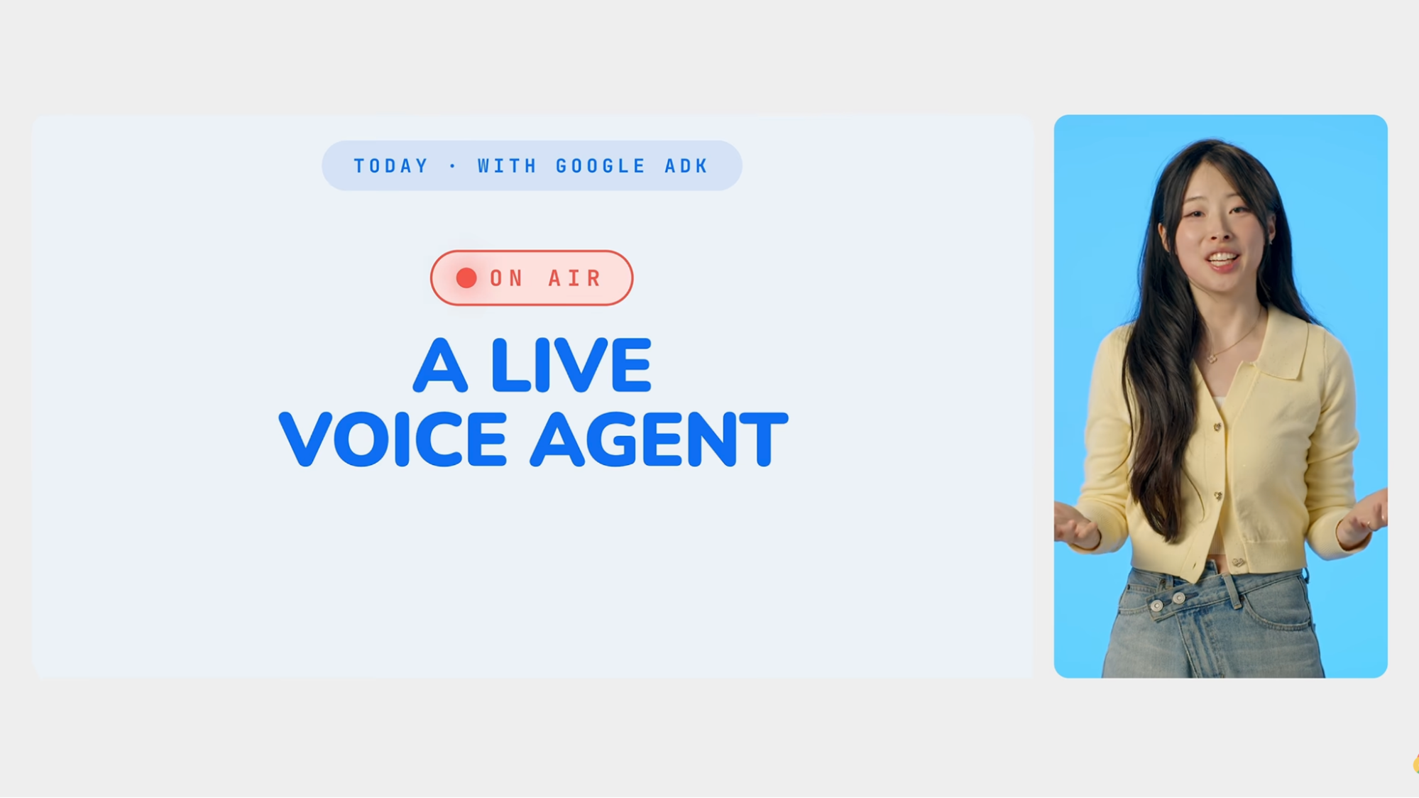 Google's developer tutorial thumbnail for building a live voice agent with Google ADK