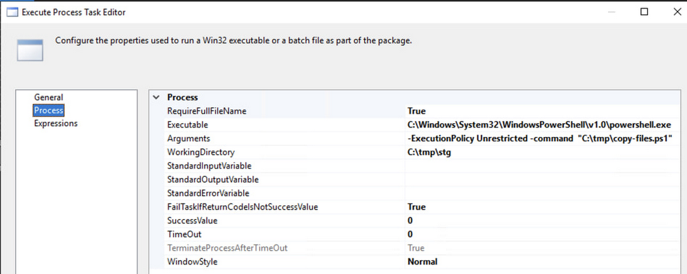 Executing Command Prompt commands in SSIS