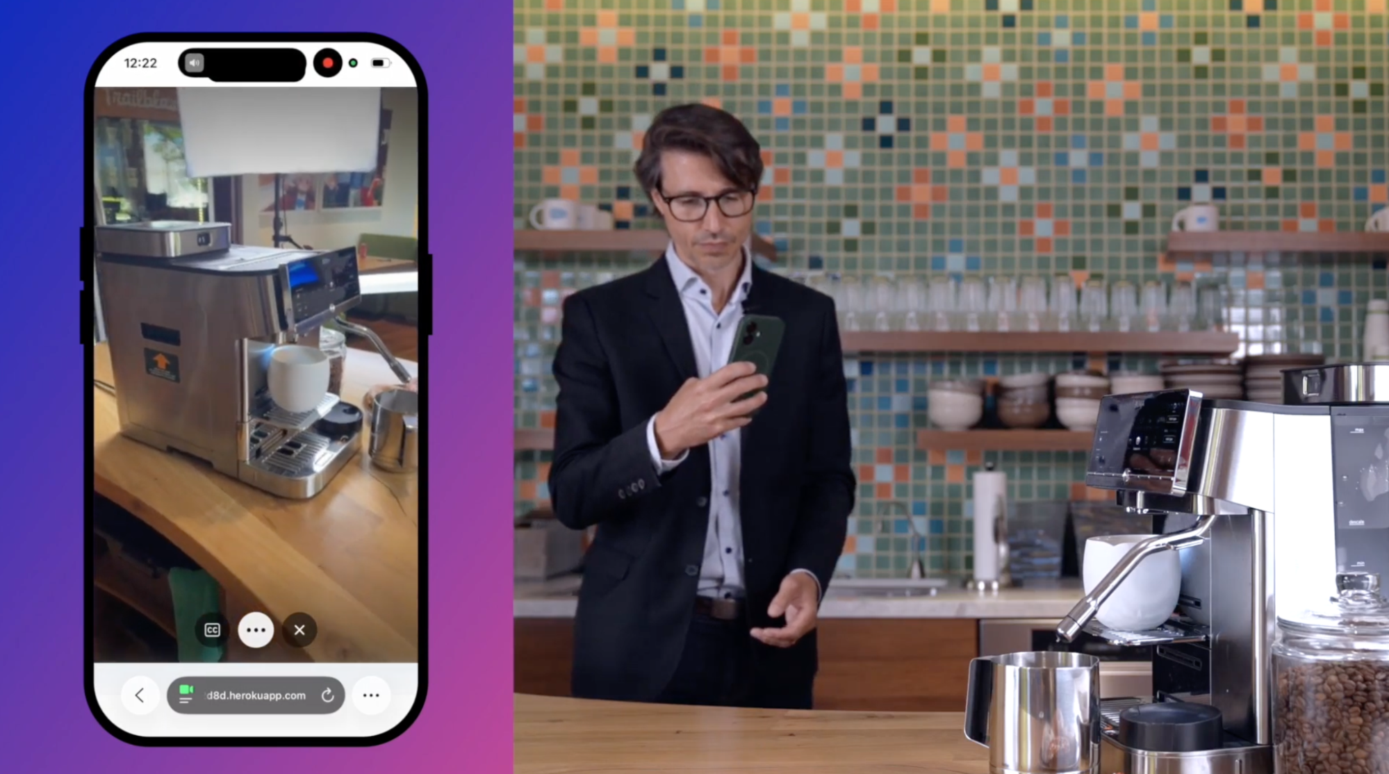 Google Cloud's Salesforce example showing a phone camera pointed at a coffee machine