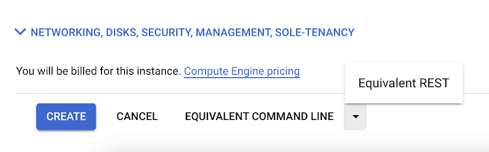 Equivalent REST in Compute Engine section