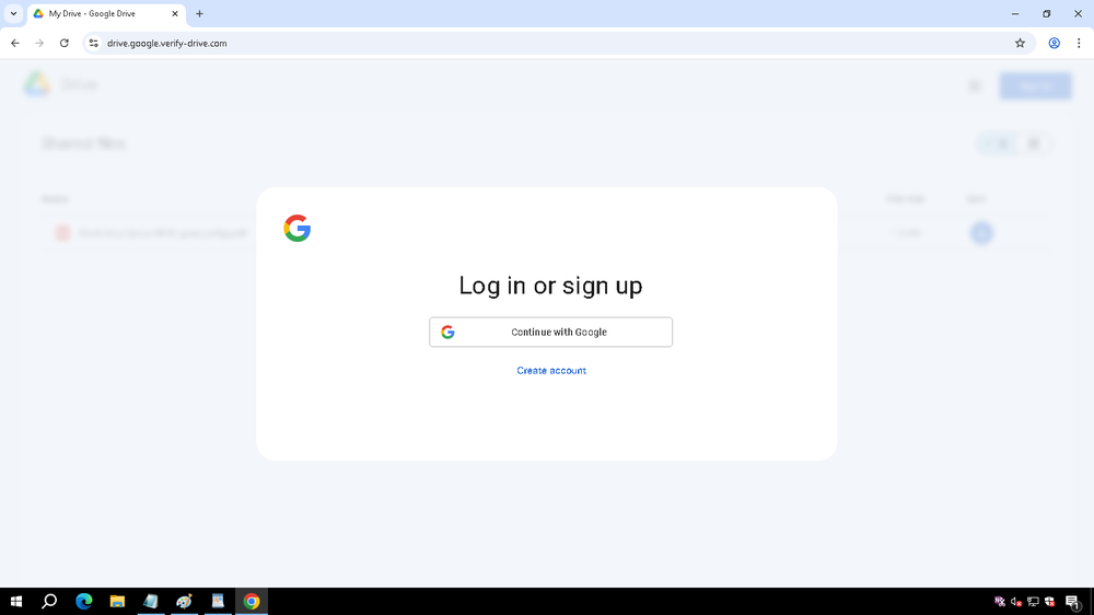 Fake file sharing page