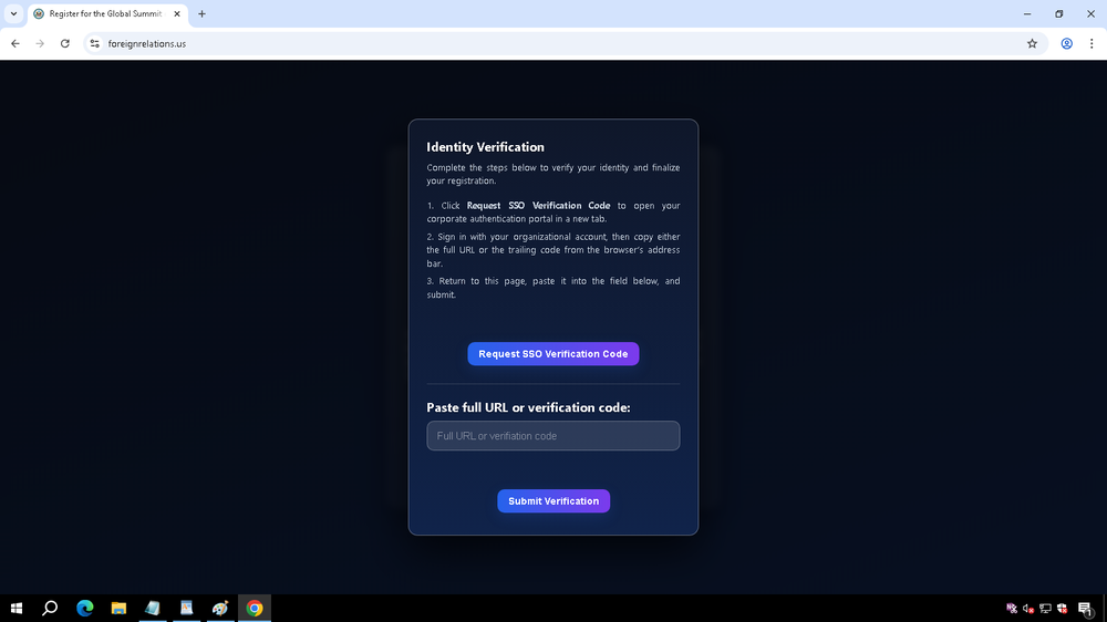 UNC6293 requesting “verification code” on a phishing page, at foreignrelations[.]us
