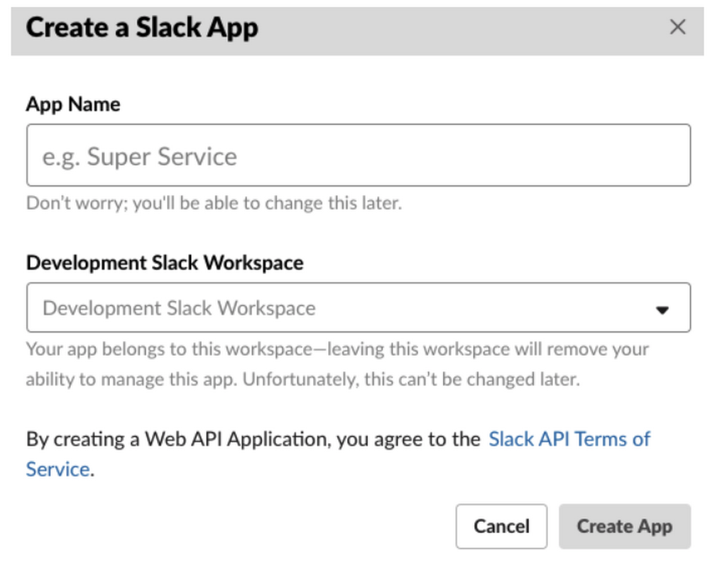 create a slack app