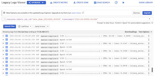 Training logs on Cloud Logging