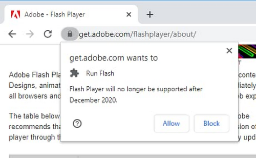 adobe flash player version check chrome